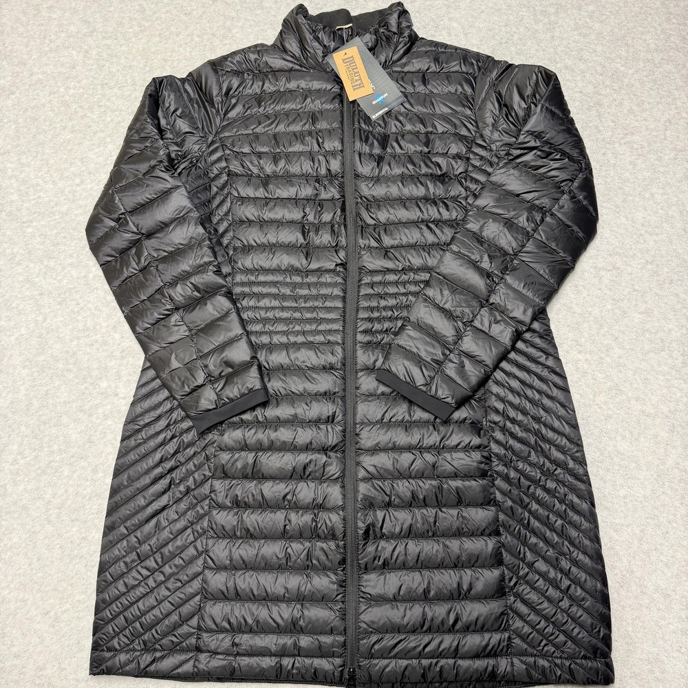Duluth Trading Co Down Right Coat Womens Large Black Long Down Puffer Jacket